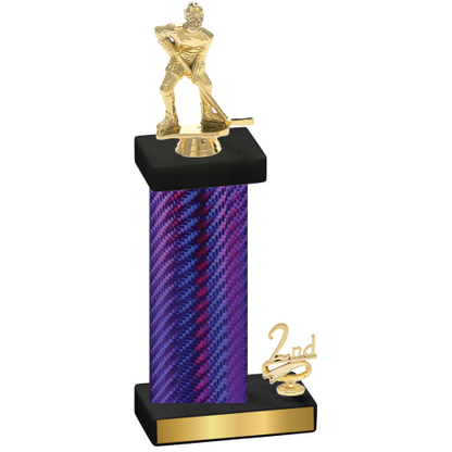 Accented Single Purple Carbon Fiber Second Place Hockey Trophy