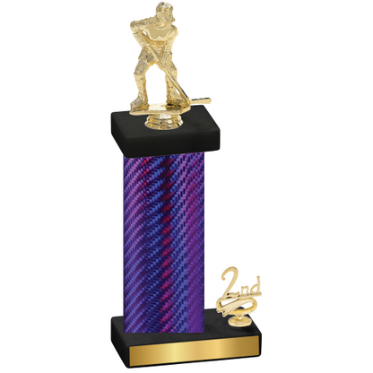 Accented Single Purple Carbon Fiber Second Place Hockey Trophy