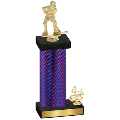 Accented Single Purple Carbon Fiber Fourth Place Hockey Trophy