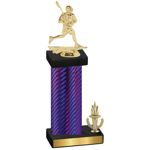 Accented Single Purple Carbon Fiber Victory Lacrosse Trophy