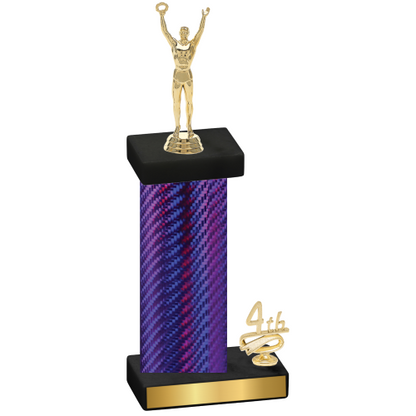 Accented Single Purple Carbon Fiber Fourth Place Victory Trophy