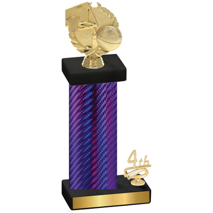 Accented Single Purple Carbon Fiber Fourth Place Basketball Trophy