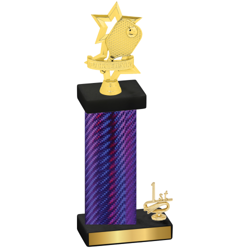 Accented Single Purple Carbon Fiber First Place Pickleball Trophy