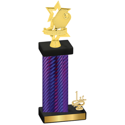 Accented Single Purple Carbon Fiber First Place Pickleball Trophy