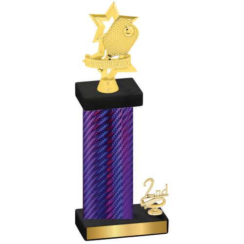 Accented Single Purple Carbon Fiber Second Place Pickleball Trophy