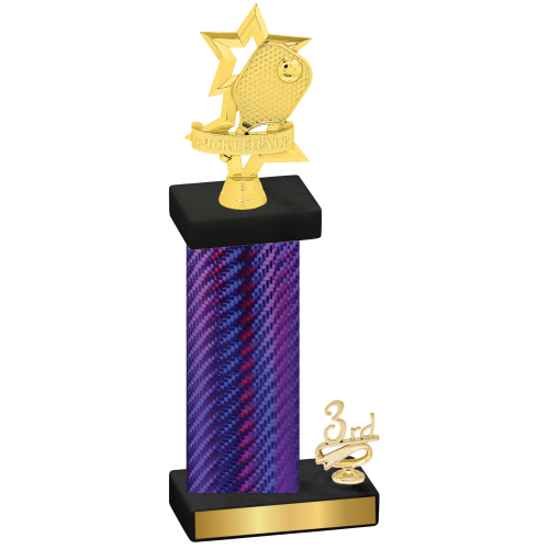 Accented Single Purple Carbon Fiber Third Place Pickleball Trophy