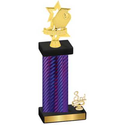 Accented Single Purple Carbon Fiber Third Place Pickleball Trophy