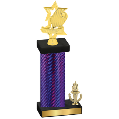 Accented Single Purple Carbon Fiber Victory Pickleball Trophy