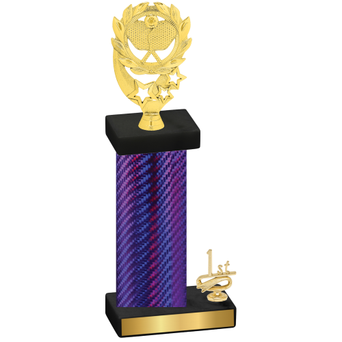 Accented Single Purple Carbon Fiber First Place Pickleball Trophy