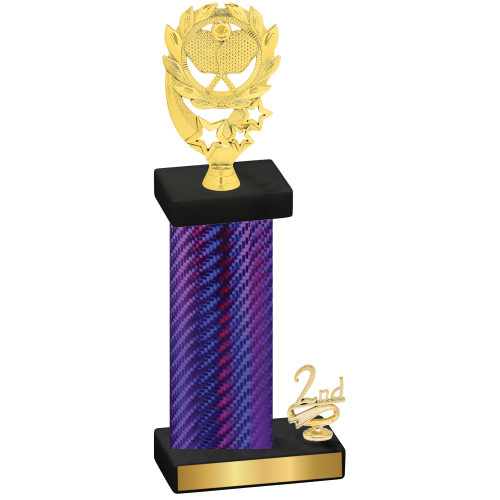 Accented Single Purple Carbon Fiber Second Place Pickleball Trophy