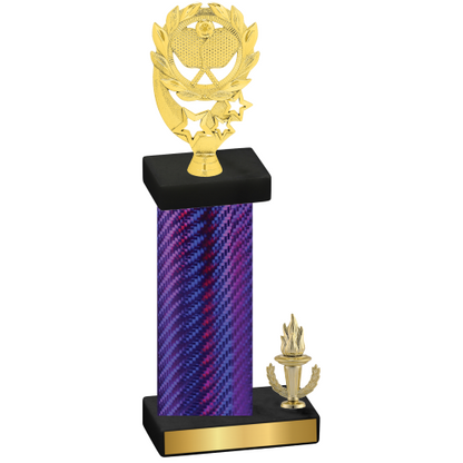 Accented Single Purple Carbon Fiber Victory Pickleball Trophy