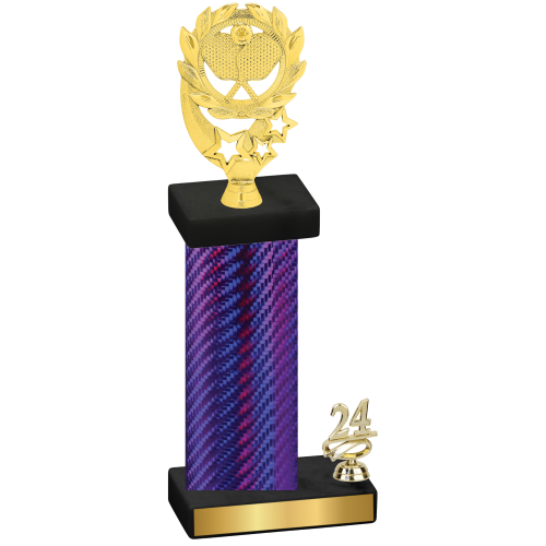 Accented Single Purple Carbon Fiber Year Pickleball Trophy