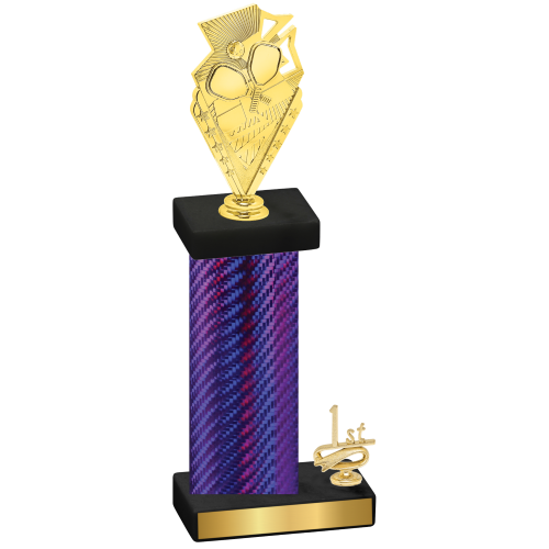 Accented Single Purple Carbon Fiber First Place Pickleball Trophy