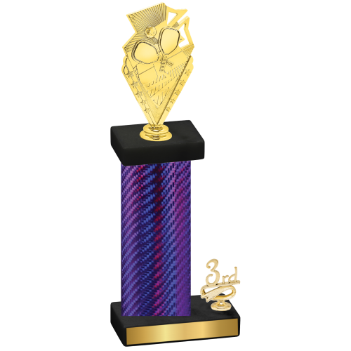 Accented Single Purple Carbon Fiber Third Place Pickleball Trophy