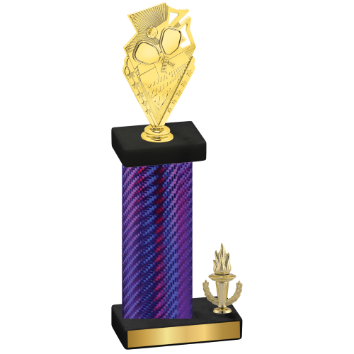 Accented Single Purple Carbon Fiber Victory Pickleball Trophy