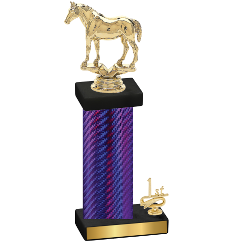 Accented Single Purple Carbon Fiber First Place Horses Trophy