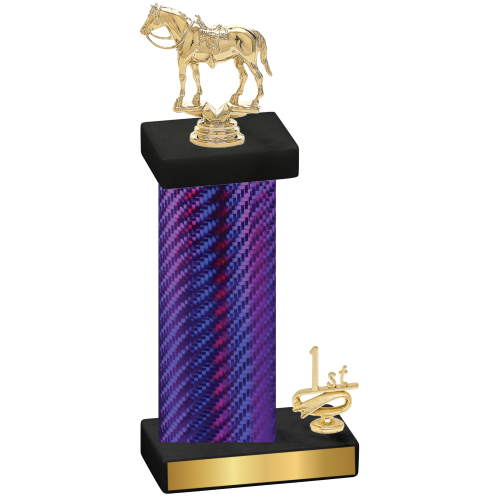 Accented Single Purple Carbon Fiber First Place Horses Trophy