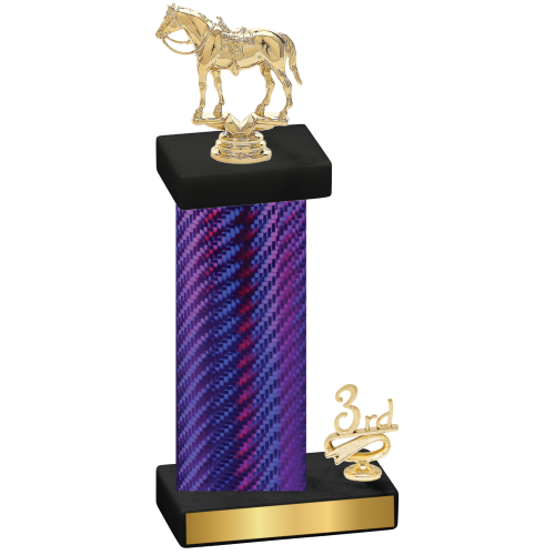 Accented Single Purple Carbon Fiber Third Place Horses Trophy