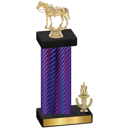 Accented Single Purple Carbon Fiber Victory Horses Trophy