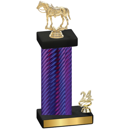 Accented Single Purple Carbon Fiber Year Horses Trophy