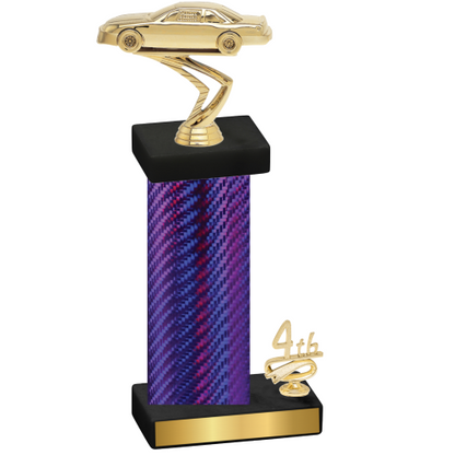 Accented Single Purple Carbon Fiber Fourth Place Cars Trophy