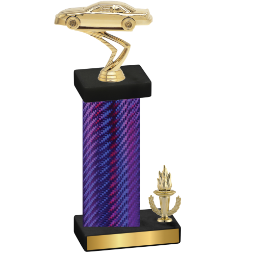 Accented Single Purple Carbon Fiber Victory Cars Trophy