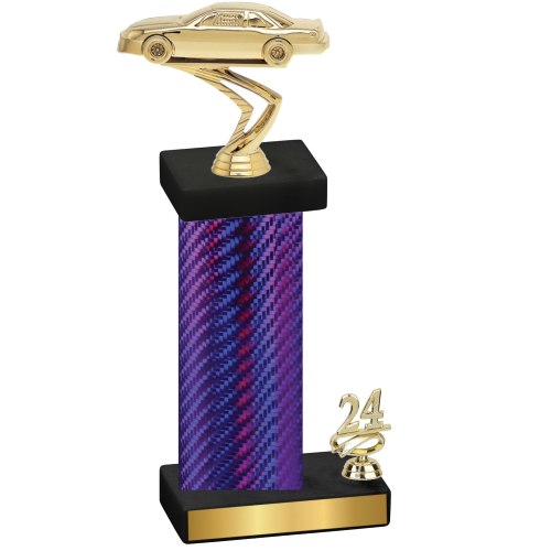 Accented Single Purple Carbon Fiber Year Cars Trophy