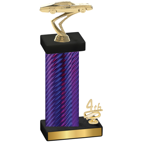 Accented Single Purple Carbon Fiber Fourth Place Cars Trophy