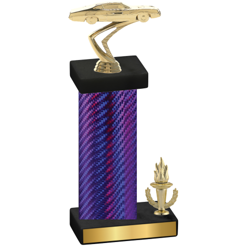 Accented Single Purple Carbon Fiber Victory Cars Trophy