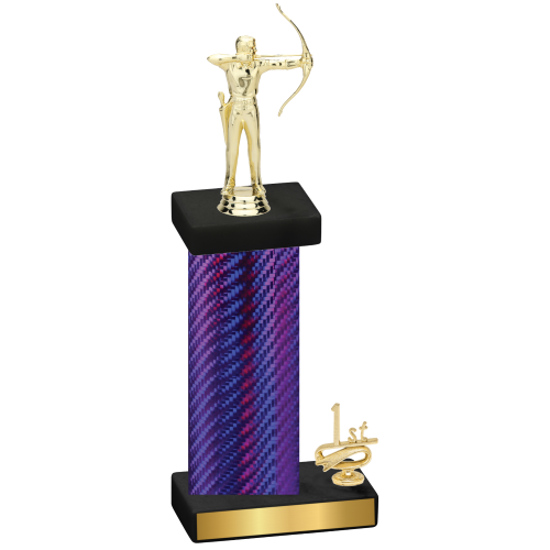 Accented Single Purple Carbon Fiber First Place Archery Trophy