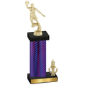 Accented Single Purple Carbon Fiber Victory Basketball Trophy
