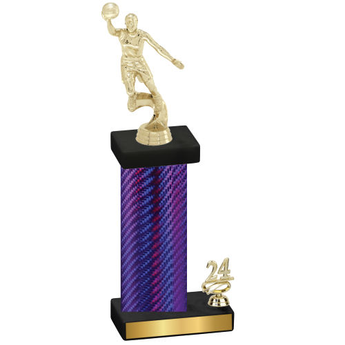 Accented Single Purple Carbon Fiber Year Basketball Trophy