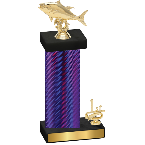 Accented Single Purple Carbon Fiber First Place Fishing Trophy