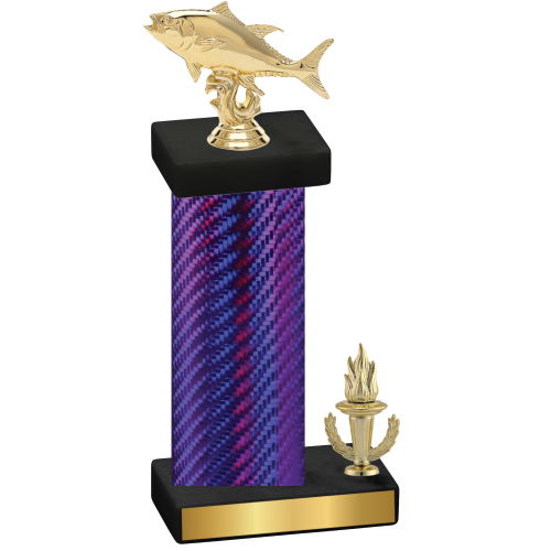 Accented Single Purple Carbon Fiber Victory Fishing Trophy