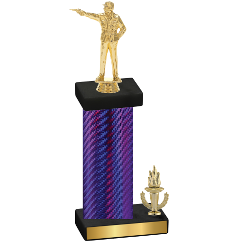 Accented Single Purple Carbon Fiber Victory Shooter Trophy