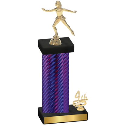Accented Single Purple Carbon Fiber Fourth Place Skater Trophy