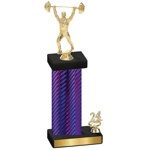 Accented Single Purple Carbon Fiber Year Weights Trophy