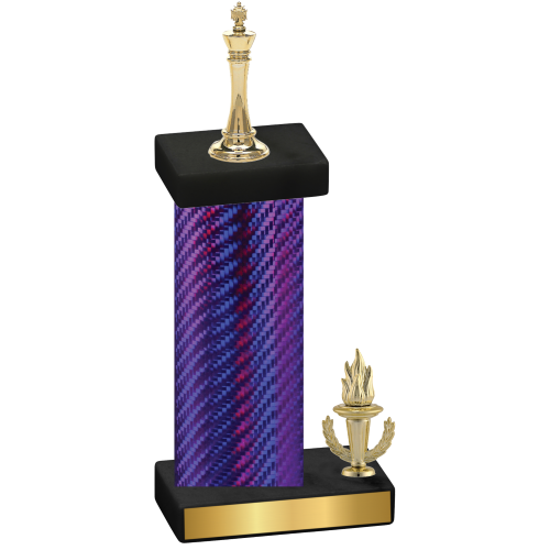 Accented Single Purple Carbon Fiber Victory Chess Trophy