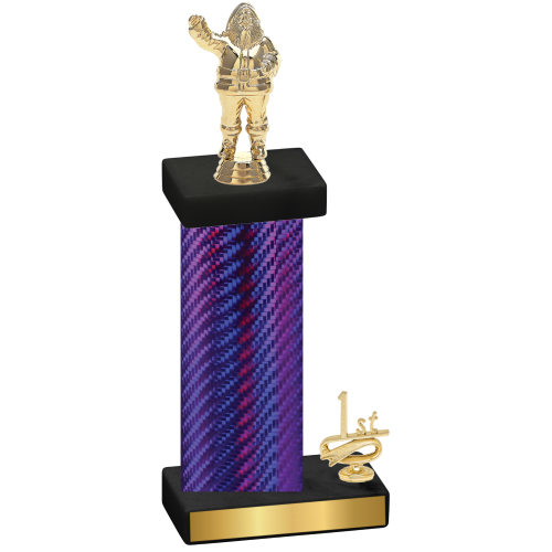 Accented Single Purple Carbon Fiber First Place Holiday Trophy