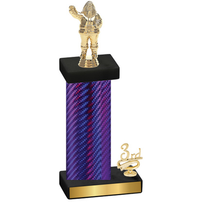 Accented Single Purple Carbon Fiber Third Place Holiday Trophy