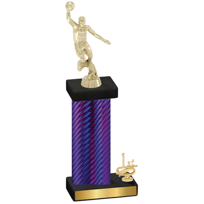 Accented Single Purple Carbon Fiber First Place Basketball Trophy