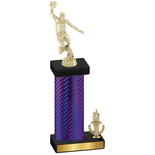 Accented Single Purple Carbon Fiber Victory Basketball Trophy