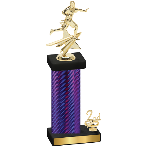 Accented Single Purple Carbon Fiber Second Place Flag Football Trophy