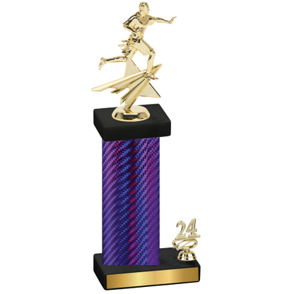 Accented Single Purple Carbon Fiber Year Flag Football Trophy