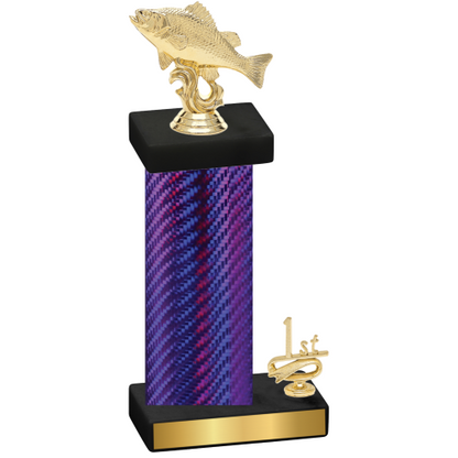 Accented Single Purple Carbon Fiber First Place Fishing Trophy