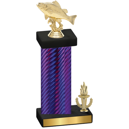 Accented Single Purple Carbon Fiber Victory Fishing Trophy