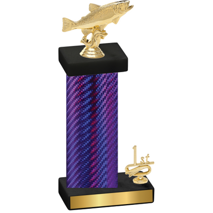 Accented Single Purple Carbon Fiber First Place Fishing Trophy