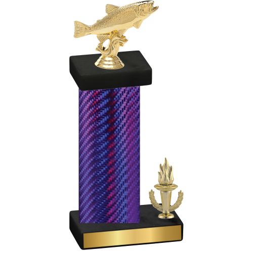 Accented Single Purple Carbon Fiber Victory Fishing Trophy