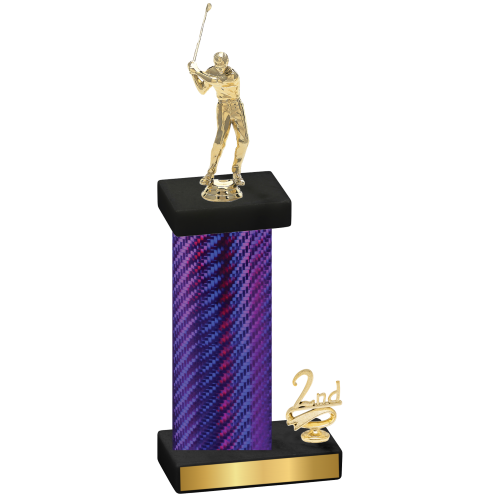 Accented Single Purple Carbon Fiber Second Place Golf Trophy