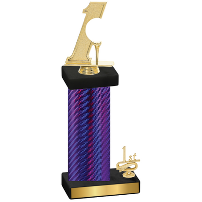 Accented Single Purple Carbon Fiber First Place Golf Trophy